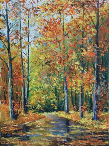 Impressionist autumn Painting titled "Impressionist autumn" by Tatiana Dubinina, Original Art, Oil