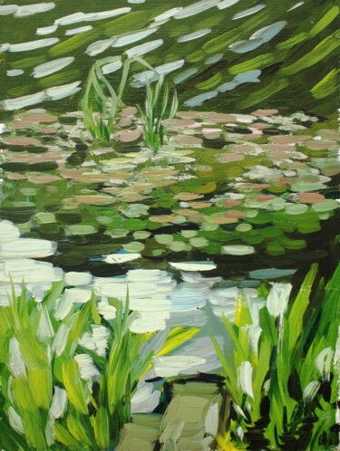 Malerei mit dem Titel "Узоры озера" von Tatiana Fedorova, Original-Kunstwerk, Öl