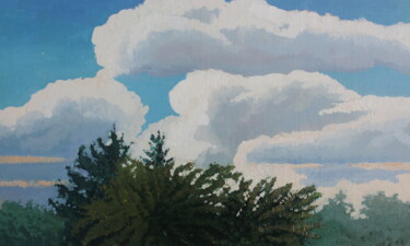 Картина под названием "Небесные киты" - Татьяна Фëдорова, Подлинное произведение искусства, Масло