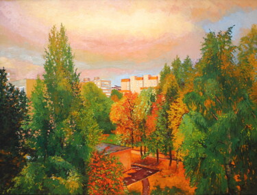 Painting titled "Владимирская осень" by Tatiana Fedorova, Original Artwork, Oil
