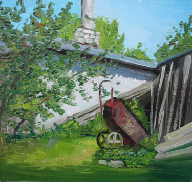 Painting titled "Пора на огород" by Tatiana Fedorova, Original Artwork, Oil