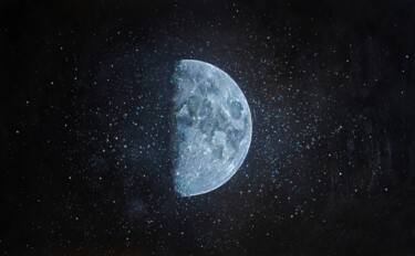 Pintura titulada "Луна в ночном небе" por Tatiana Fedorova, Obra de arte original, Oleo
