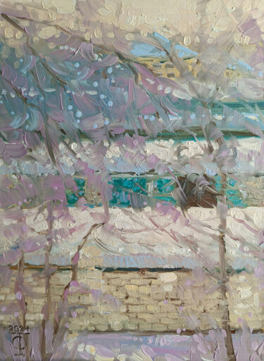 Pintura intitulada "Вид из окна" por Tatiana Fedorova, Obras de arte originais, Óleo