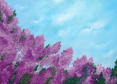 Painting titled "LILAC BEAUTY TELL(S…" by Tatiana Fox'Tena, Original Artwork, Oil Mounted on Wood Stretcher frame