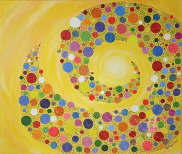 Painting titled "HAPPY SUMMER CURL (…" by Tatiana Fox'Tena, Original Artwork, Acrylic Mounted on Wood Stretcher frame