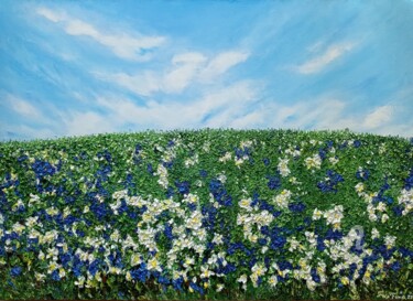 Painting titled "LOOK IN THE FIELD,…" by Tatiana Fox'Tena, Original Artwork, Oil Mounted on Wood Stretcher frame