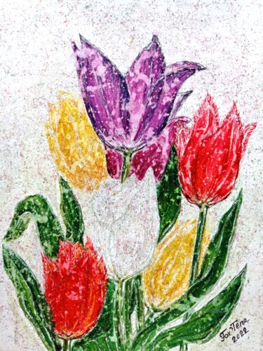 Drawing titled "Tulips #1" by Tatiana Fox'Tena, Original Artwork, Watercolor