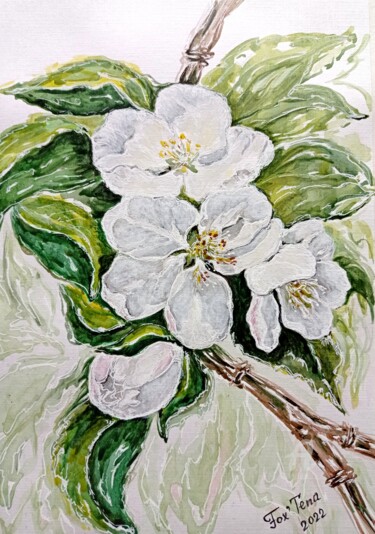Drawing titled "Blossom #1" by Tatiana Fox'Tena, Original Artwork, Watercolor