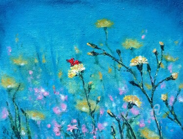 Schilderij getiteld "Meadow flowers" door Tatiana Fox'Tena, Origineel Kunstwerk, Olie