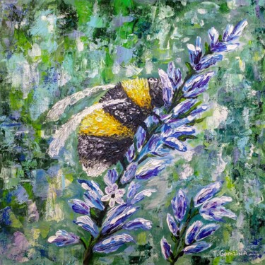 Malerei mit dem Titel "Spring Bumblebee" von Tatiana Gomzina, Original-Kunstwerk, Acryl