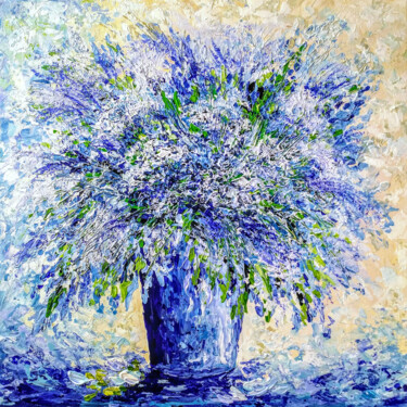 Painting titled "Blue Flowers" by Tatiana Gomzina, Original Artwork, Acrylic