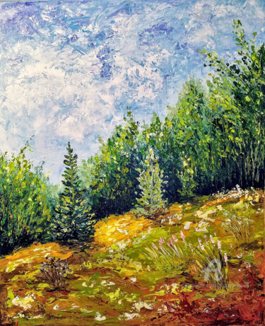 Painting titled "Summer Forest" by Tatiana Gomzina, Original Artwork, Acrylic