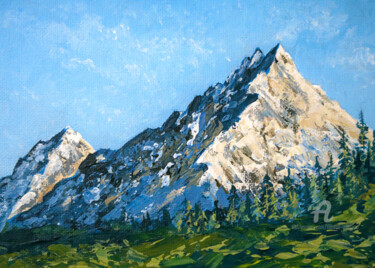 Pintura titulada "Mountains Study #2" por Tatiana Gomzina, Obra de arte original, Acrílico Montado en Cartulina
