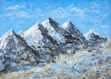 Картина под названием "Mountains Study #4" - Tatiana Gomzina, Подлинное произведение искусства, Акрил Установлен на картон