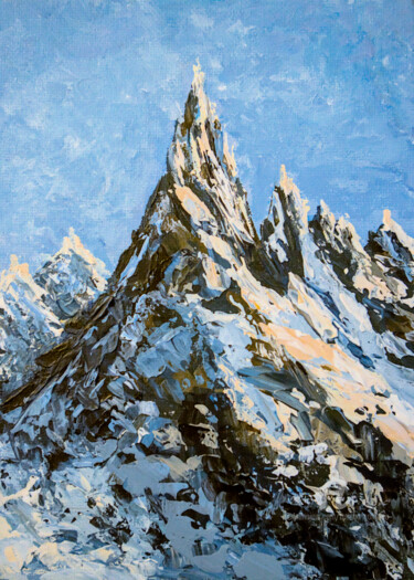 Картина под названием "Mountains Study #5" - Tatiana Gomzina, Подлинное произведение искусства, Акрил Установлен на картон