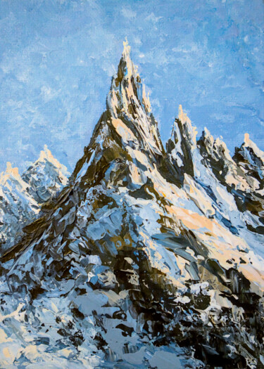 Pintura intitulada "Mountains Study #5" por Tatiana Gomzina, Obras de arte originais, Acrílico Montado em Cartão