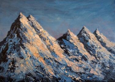 Ζωγραφική με τίτλο "Mountains Study #6" από Tatiana Gomzina, Αυθεντικά έργα τέχνης, Ακρυλικό Τοποθετήθηκε στο Χαρτόνι