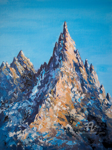 Painting titled "Mountains Study #9" by Tatiana Gomzina, Original Artwork, Acrylic Mounted on Cardboard