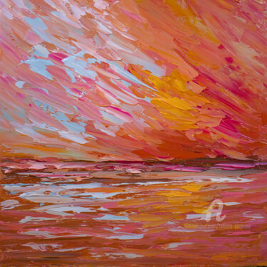 Painting titled "Sunrise" by Tatiana Gomzina, Original Artwork, Oil Mounted on Cardboard