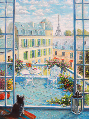 Peinture intitulée "Dreams about Paris" par Tatiana Gracheva, Œuvre d'art originale, Huile