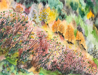 Painting titled "October Colours" by Tatiana Gregson, Original Artwork, Watercolor