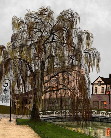 Arts numériques intitulée "One Willow Tree" par Tatiana Gregson, Œuvre d'art originale, Peinture numérique