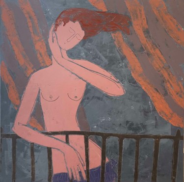 The porch Painting titled "The porch" by Tatiana Harizanova - Maestro Online, Original Art, Oil Mounted on Stretcher frame