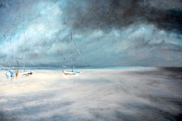 Painting titled "Where the ocean kis…" by Tatiana Hutsul, Original Artwork, Oil
