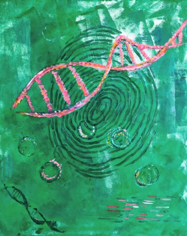 Schilderij getiteld "ADN" door Tatiana Ianciu, Origineel Kunstwerk, Acryl Gemonteerd op Frame voor houten brancard