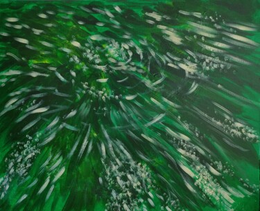 Картина под названием "Migration / Eau ver…" - Tatiana Ianciu, Подлинное произведение искусства, Акрил Установлен на Деревян…