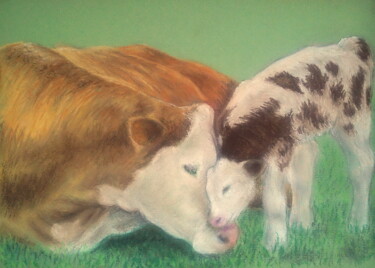 Painting titled "Tendresse" by Tatiana Ianciu, Original Artwork, Pastel