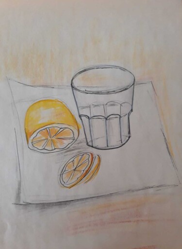 Рисунок под названием "стакан лимон" - Tatiana Iovleva, Подлинное произведение искусства, Карандаш