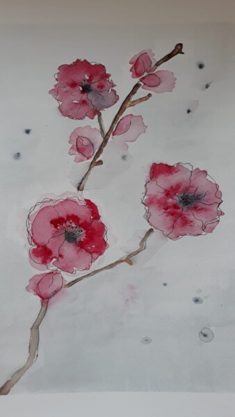 Рисунок под названием "цветки2" - Tatiana Iovleva, Подлинное произведение искусства, Акварель