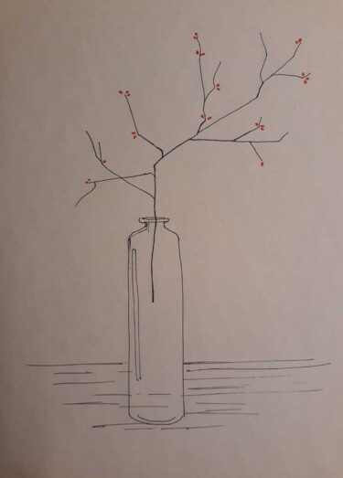 Рисунок под названием "ваза ветка" - Tatiana Iovleva, Подлинное произведение искусства, Гелевая ручка