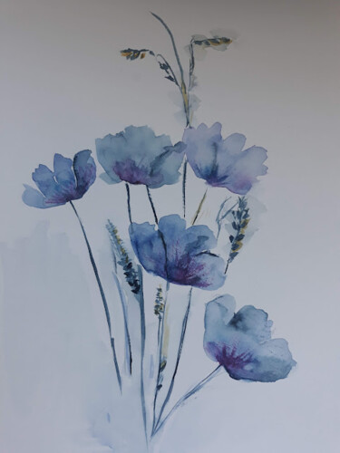 Рисунок под названием "цветы" - Tatiana Iovleva, Подлинное произведение искусства, Акварель