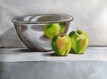 Painting titled "Green apples" by Tatiana Karchevskaya, Original Art, Oil