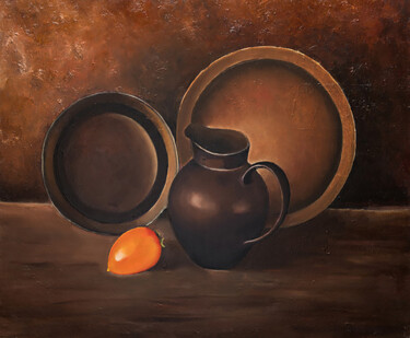Pintura titulada "Still life with dis…" por Tatiana Karchevskaya, Obra de arte original, Oleo Montado en Bastidor de camilla…