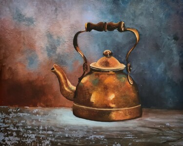 Painting titled "Kettle (3)" by Tatiana Karchevskaya, Original Artwork, Oil Mounted on Wood Stretcher frame