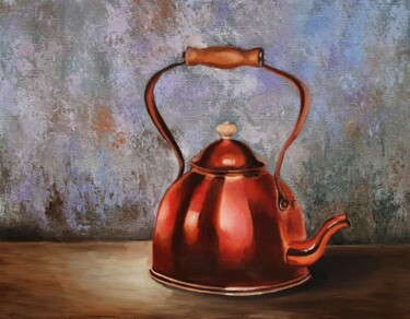 Painting titled "Kettle (4)" by Tatiana Karchevskaya, Original Artwork, Oil Mounted on Wood Stretcher frame