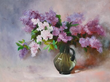 Malarstwo zatytułowany „Lilac (6)” autorstwa Tatiana Karchevskaya, Oryginalna praca, Olej Zamontowany na Drewniana rama noszy