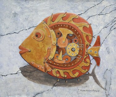 Peinture intitulée "Fish with pins" par Tatiana Karchevskaya, Œuvre d'art originale, Acrylique