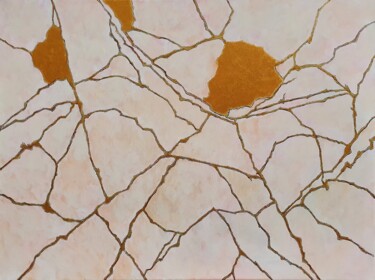 Painting titled "Golden cracks" by Tatiana Karchevskaya, Original Artwork, Acrylic