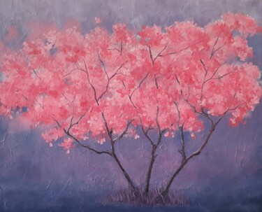 Painting titled "Cherry tree (2)" by Tatiana Karchevskaya, Original Artwork, Oil