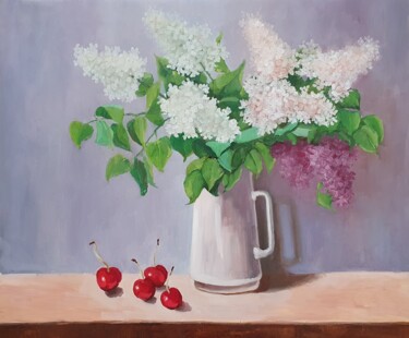 Painting titled "Lilac (14)" by Tatiana Karchevskaya, Original Artwork, Oil