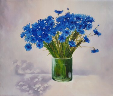 Peinture intitulée "Cornflowers (4)" par Tatiana Karchevskaya, Œuvre d'art originale, Huile