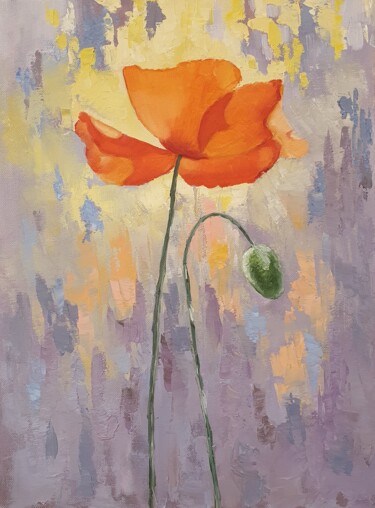 Painting titled "Poppy flower (1)" by Tatiana Karchevskaya, Original Artwork, Oil