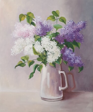 Painting titled "Lilac (15)" by Tatiana Karchevskaya, Original Artwork, Oil