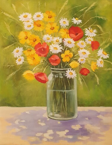 Peinture intitulée "Wildflowers" par Tatiana Karchevskaya, Œuvre d'art originale, Huile