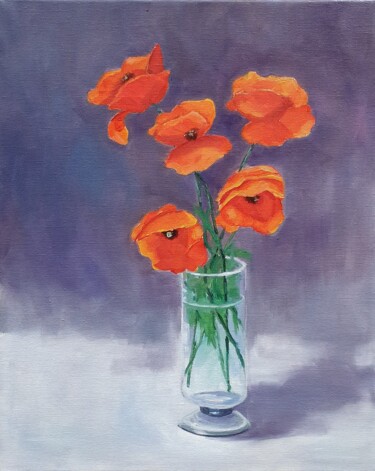 Painting titled "Poppies (1)" by Tatiana Karchevskaya, Original Artwork, Oil