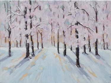 Malerei mit dem Titel "Winterlandscape (2)" von Tatiana Karchevskaya, Original-Kunstwerk, Öl Auf Keilrahmen aus Holz montiert